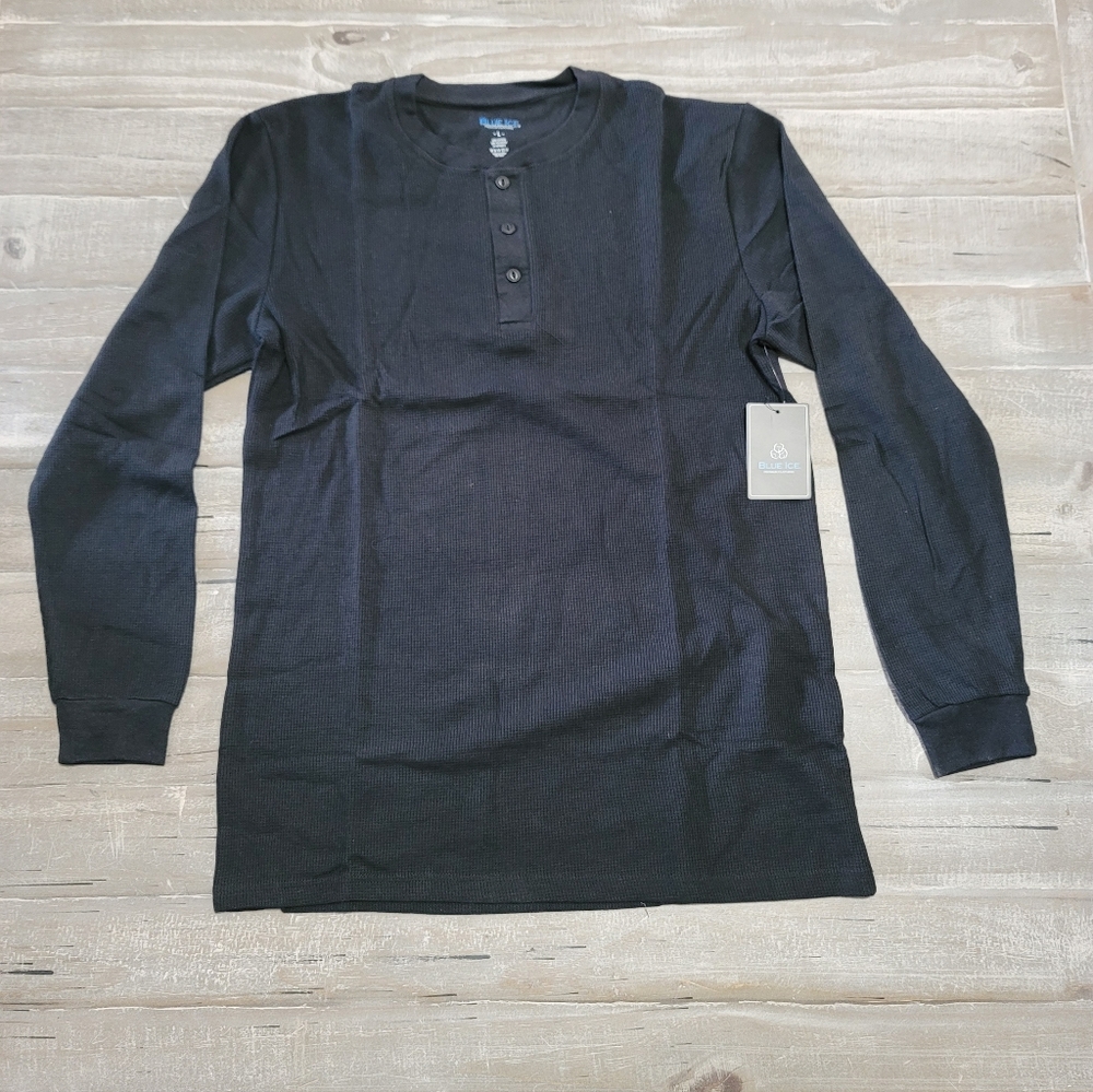 Blue Ice Men's Long Sleeve Shirt‎ SiE Large  Black